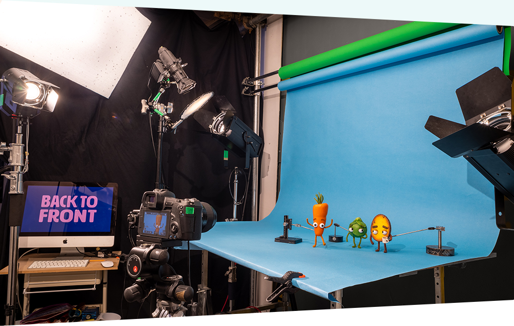 Our film studio with lighting and camera equipment for stopmotion animation and other photographic services