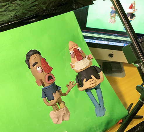 2D Claymation Puppets On Glass With Green Screen