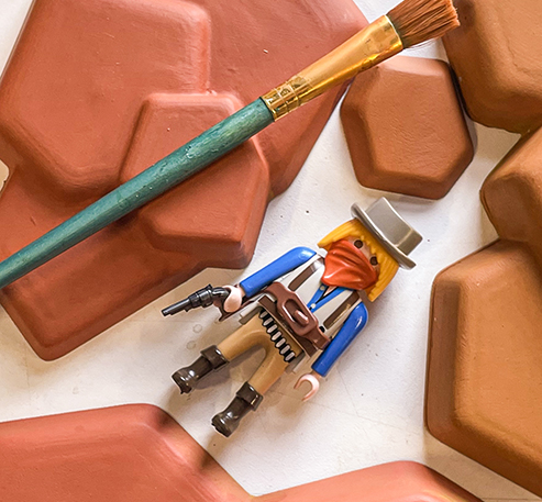 Playmobil Western style figure with 3D printed set