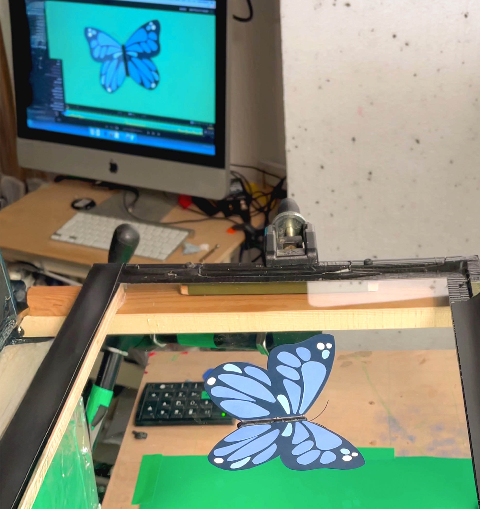 Paper stop motion: Butterfly under camera